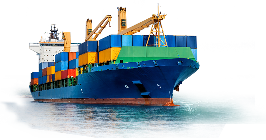 Container ship carrying international cargo